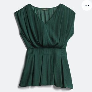 Vince Camuto Hadya Dolman Sleeve Blouse Forest Green Pleated XS Small